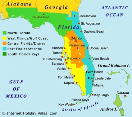 Map Of North Florida regions map 425 X 376 pixels